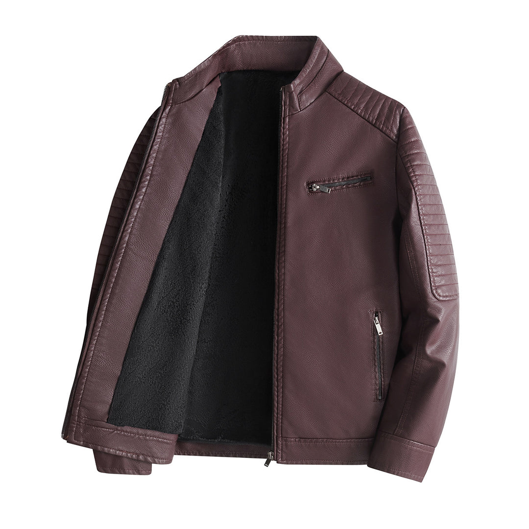 Herren Modische Lederjacke mit Steppnähten Nord Taschen