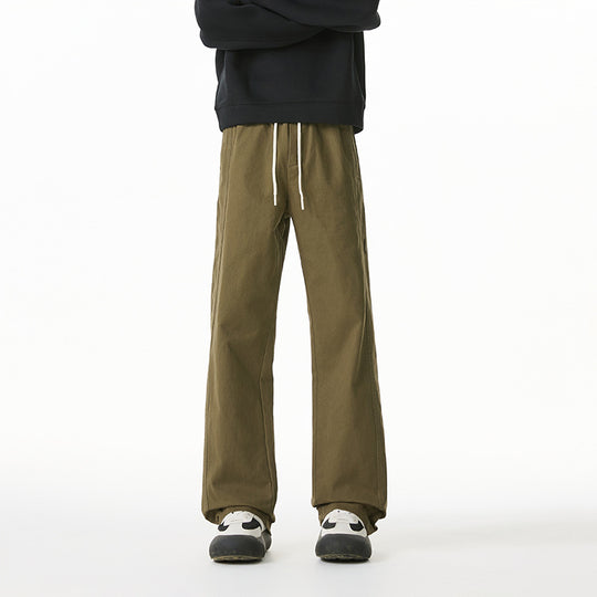 Herren Locker geschnittene Baumwoll-Canvas-Hose mit Tunnelzugbund, geradem Bein und Ziernaht-Details Nord Taschen