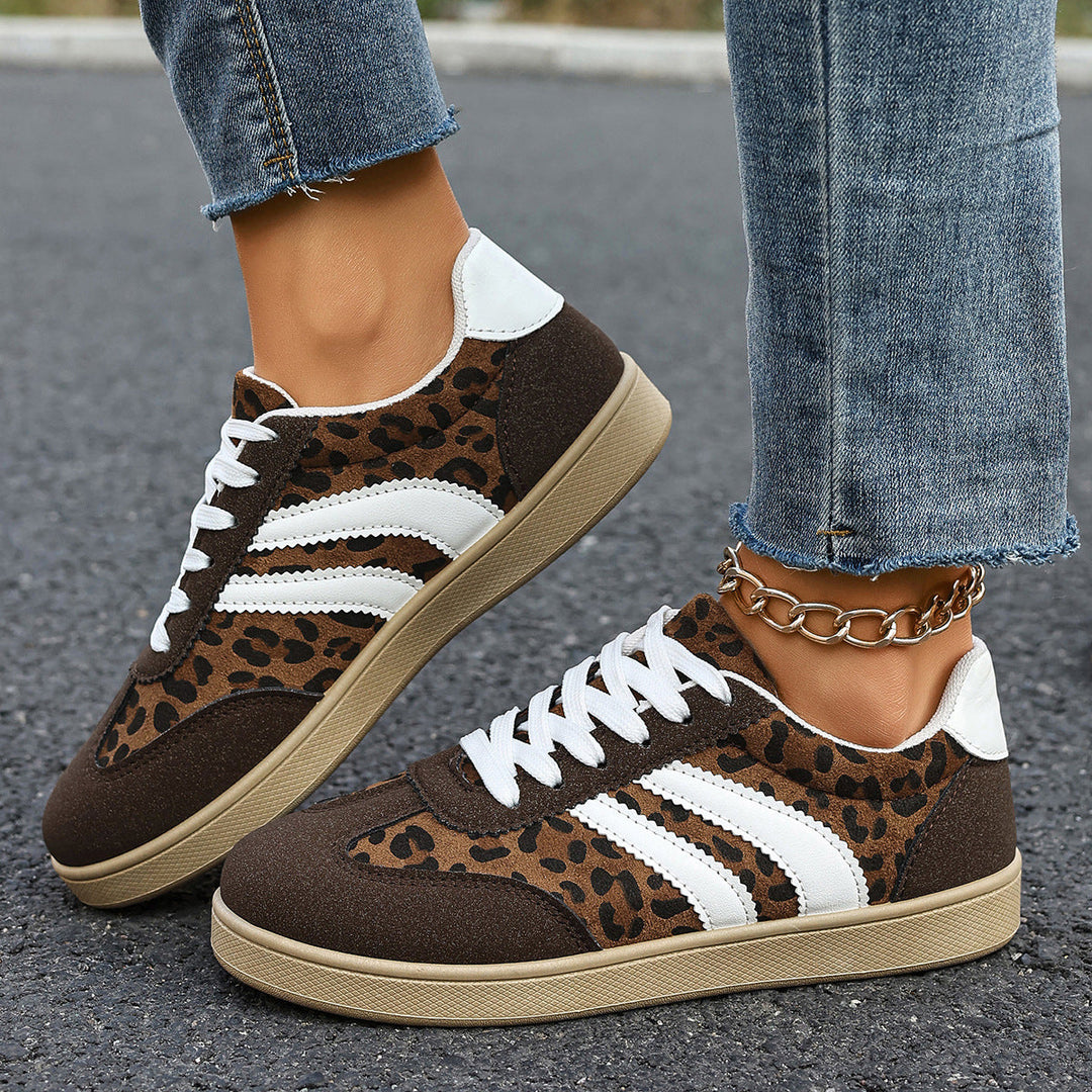 Damen Sneakers im Leopardenmuster mit bequemer Sohle