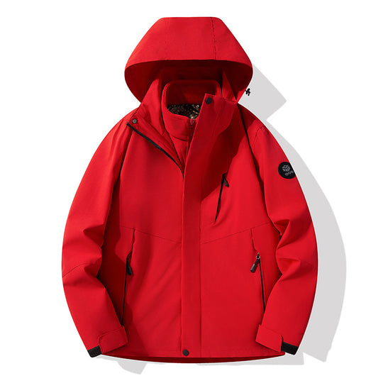 Herren Softshell-Outdoorjacke mit abnehmbarer Fleece‑Innenlage, verstellbarer Kapuze und wasserabweisenden Reißverschlüssen Nord Taschen