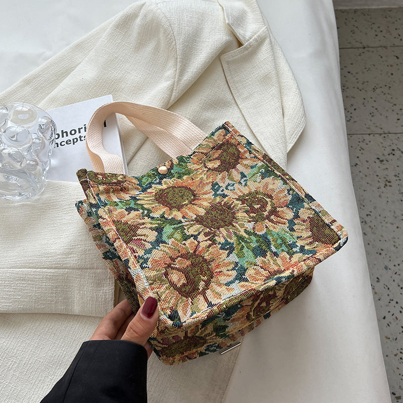 Damen Jute-Shopper-Tasche mit floralem Design und robusten Henkeln Nord Taschen
