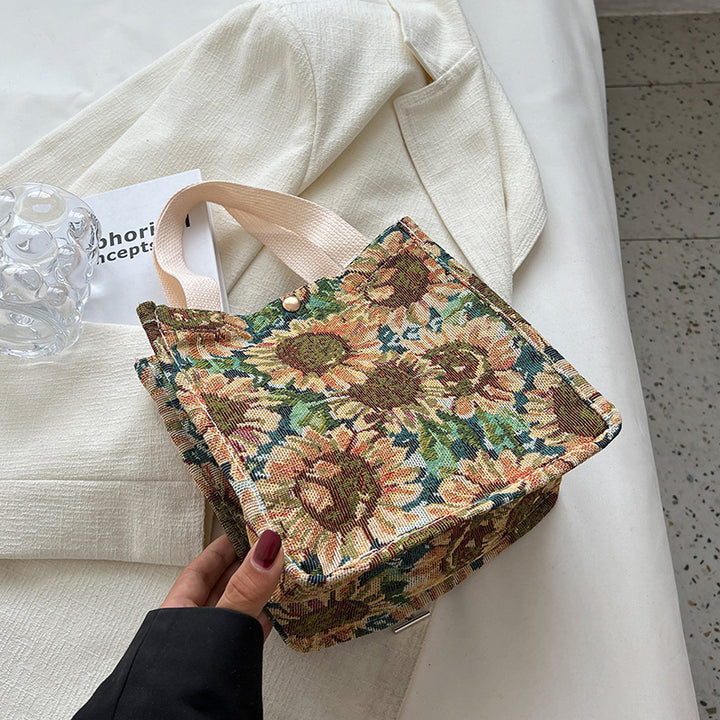 Damen Jute-Shopper-Tasche mit floralem Design und robusten Henkeln Nord Taschen