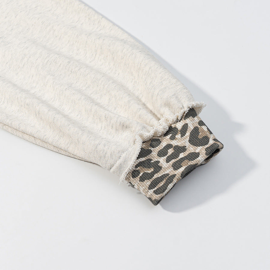Damen Oversized Kapuzenpullover mit Leoprint-Futter und Destroy-Details Nord Taschen