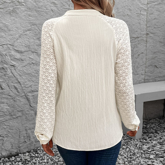 Damen Verspielte Bluse mit Spitzenärmeln Nord Taschen