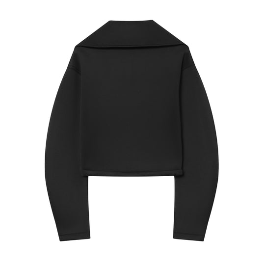 Damen Cropped-Boxy-Jacke mit übergroßem Funnelkragen und verdecktem Reißverschluss Nord Taschen