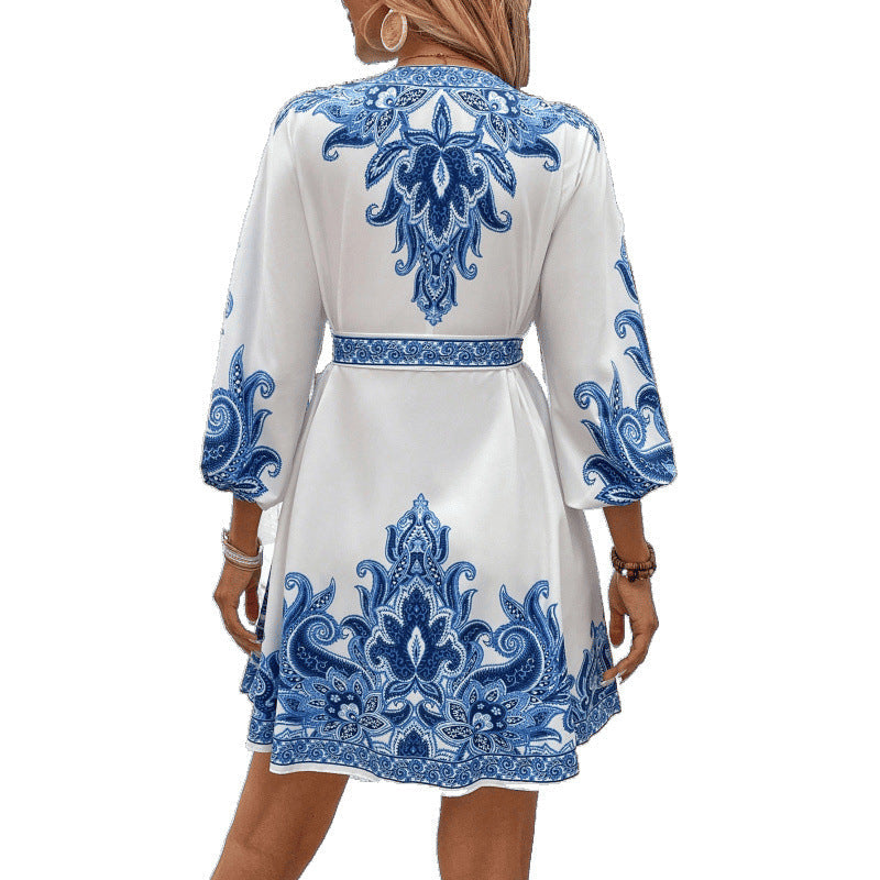Damen Besticktes A-Linien Mini Kleid