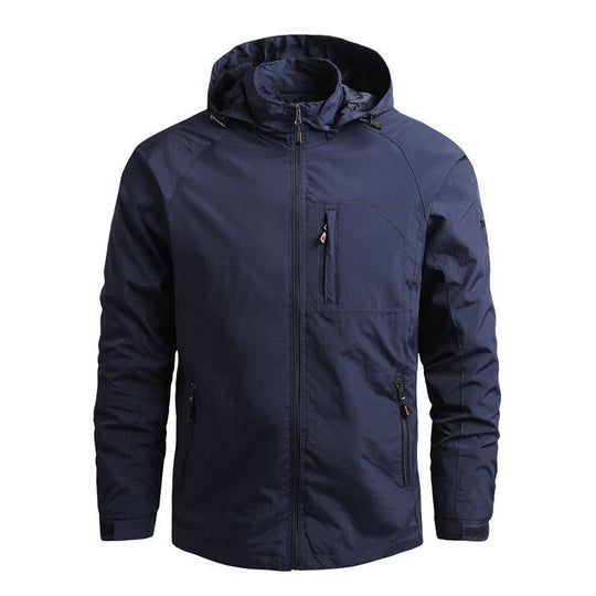 Herren leichte technische Kapuzen-Fieldjacke mit Brustreißverschluss und Multifunktions‑Taschen Nord Taschen