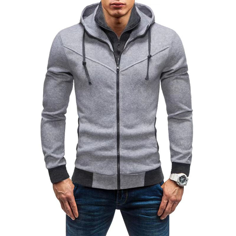 Herren Slim-Fit Kapuzenjacke mit verdecktem Reißverschluss-Doppelkragen und kontrastierten Bündchen Nord Taschen