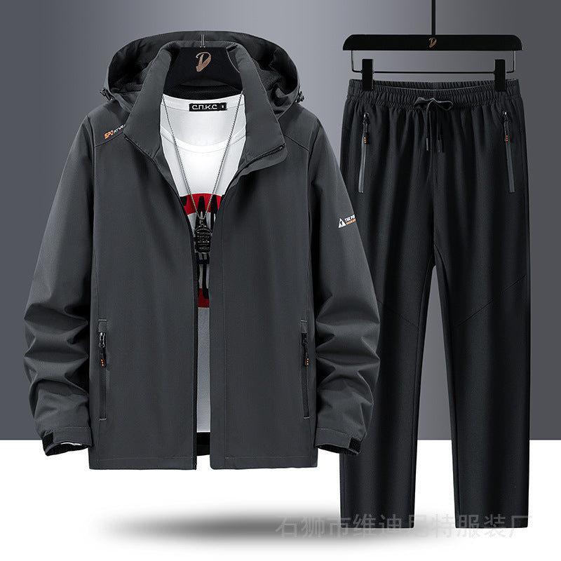 Herren Tragbare Outdoor-Jacke mit sportlichen Jogginghosen Nord Taschen