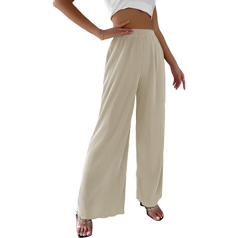 Damen Fließende Plissierte weit geschnittene Hose