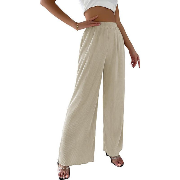 Damen Fließende Plissierte weit geschnittene Hose