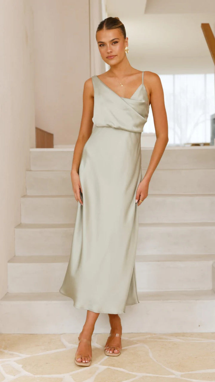 Damen Elegantes Maxikleid mit drapiertem Oberteil und schmaler Silhouette