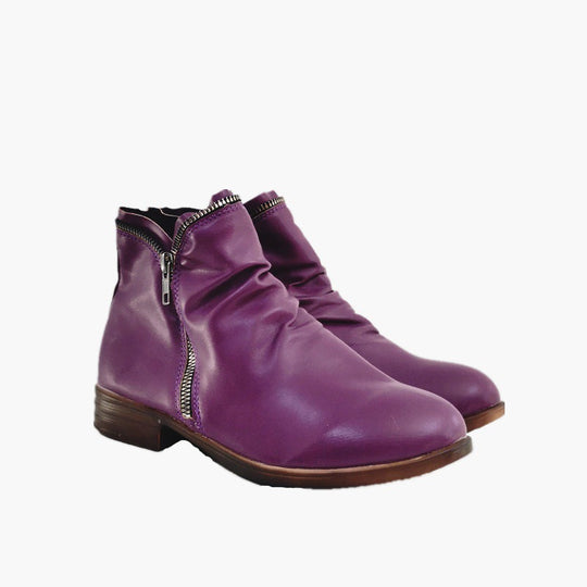 Damen Slouch‑Ankleboots mit dekorativem Reißverschluss und niedrigem Blockabsatz Nord Taschen