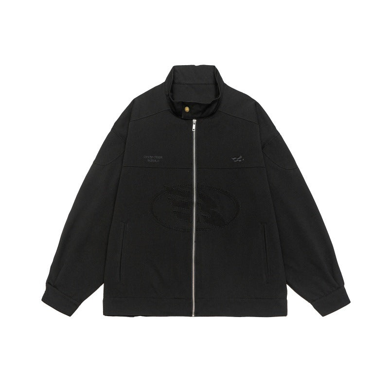 Unisex Boxy-Zipjacke im Oversized-Cut mit Stehkragen und tonaler Logoprägung Nord Taschen