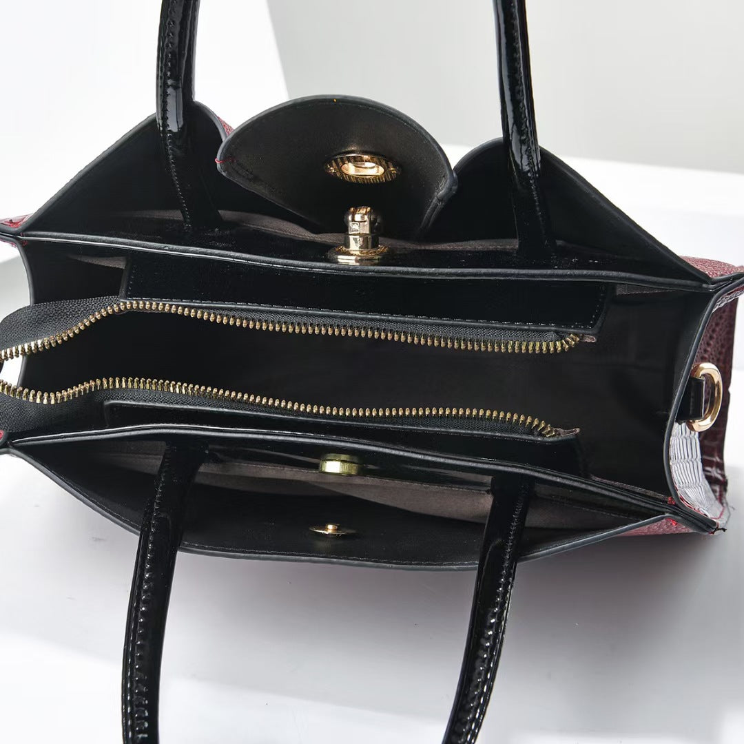 Damen elegante Handtasche mit modernem Krokodil-Design und glänzender Oberfläche Nord Taschen
