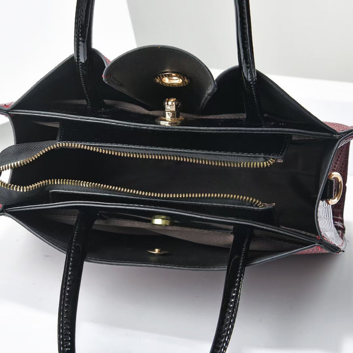 Damen elegante Handtasche mit modernem Krokodil-Design und glänzender Oberfläche Nord Taschen