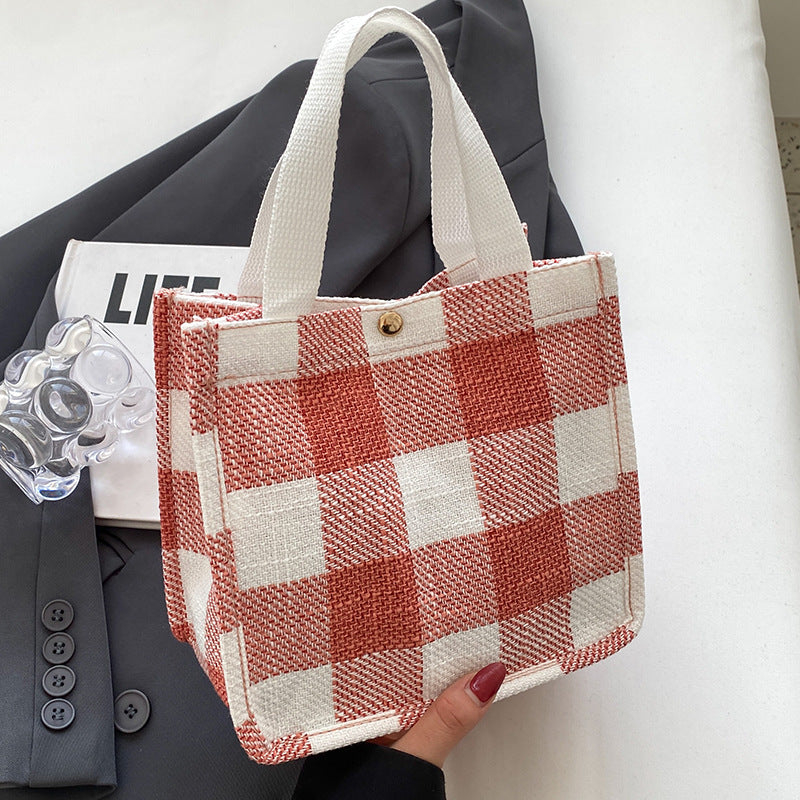 Damen modische Baumwolltasche im trendigen Karo-Design Nord Taschen