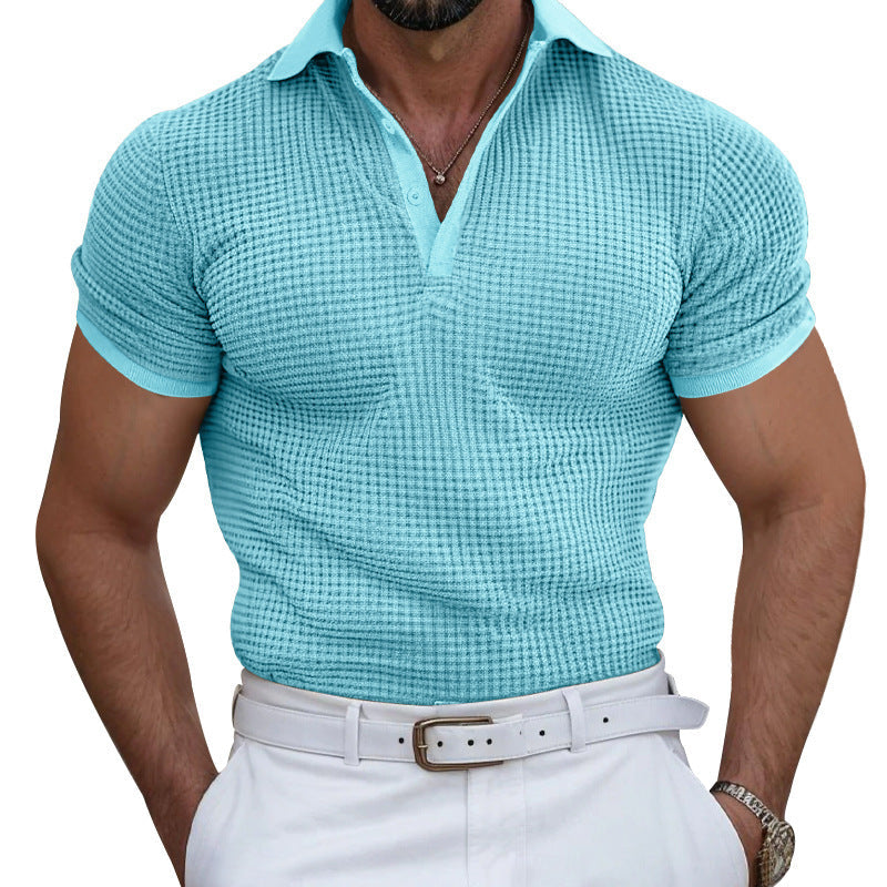 Herren nan strukturiertes Piqué-Poloshirt aus Baumwollmischung mit verstärktem Polokragen