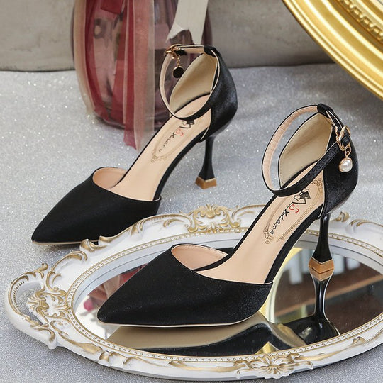 Damen elegante Spitzen Hochhackige Schuhe mit zierlichen Riemen