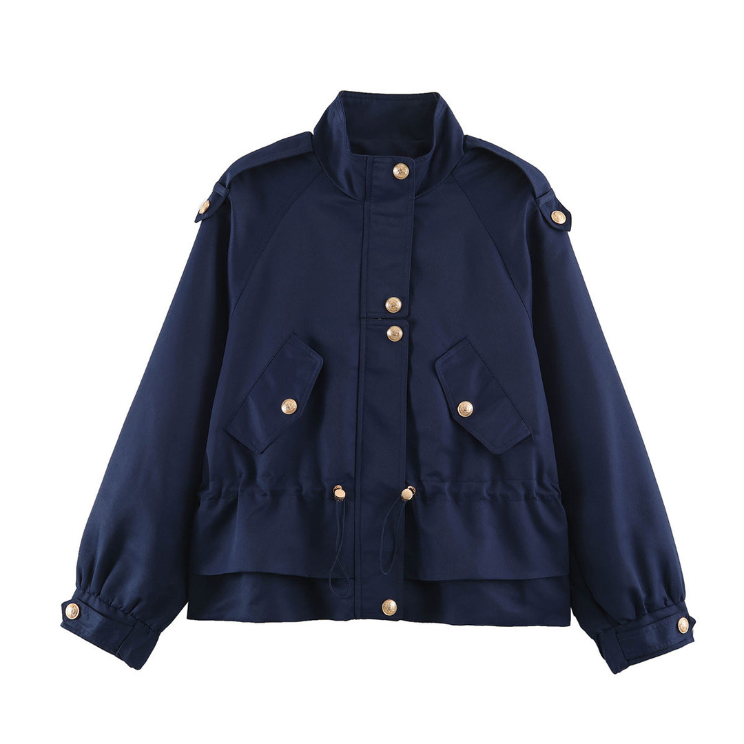 Damen Taillierbare Utility-Jacke mit Stehkragen, Schulterklappen und Pattentaschen Nord Taschen