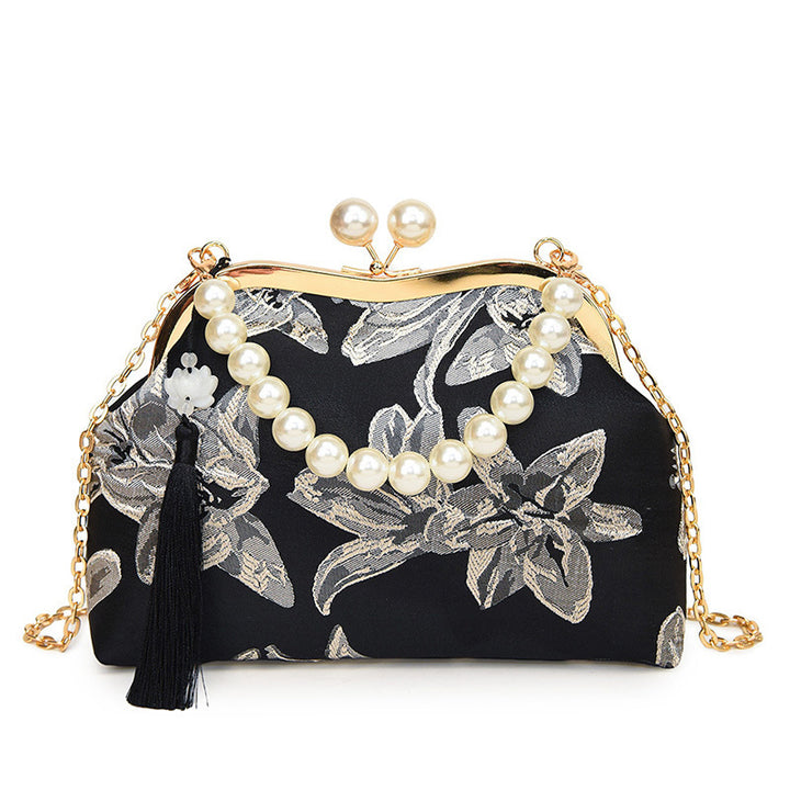 Damen elegante Clutch mit Perlenschmuck Nord Taschen