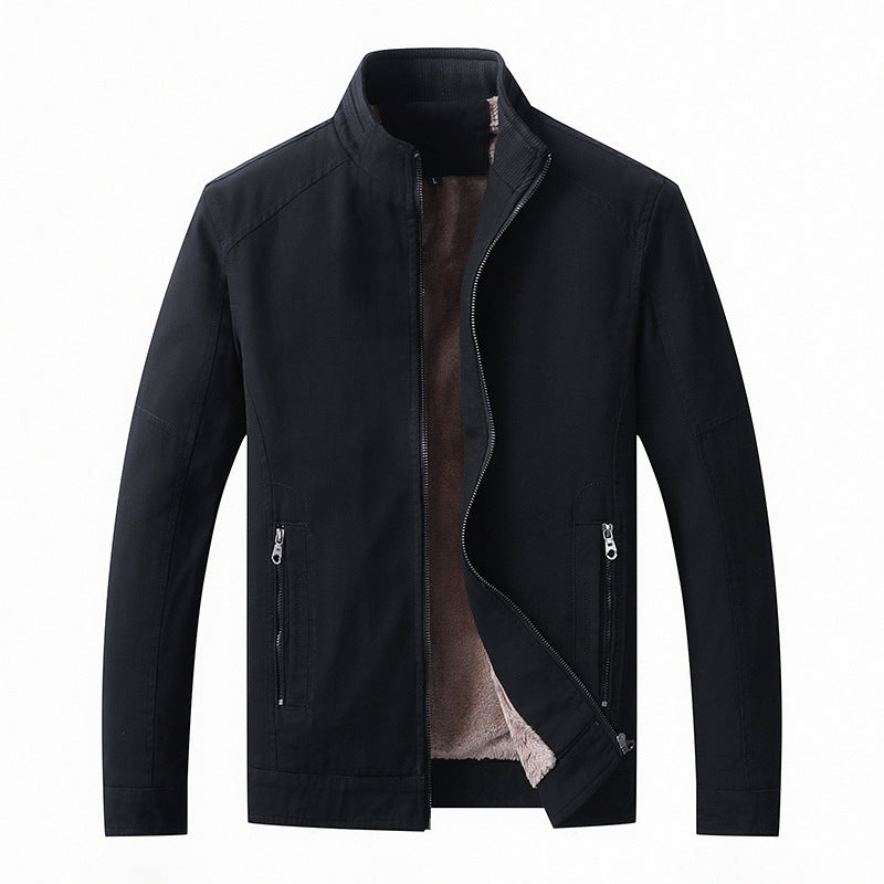 Herren Canvas-Fieldjacke mit Teddyfleece-Innenfutter, Stehkragen und Reißverschluss Nord Taschen