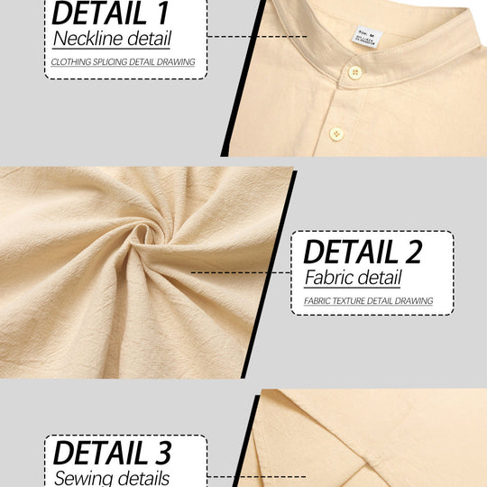 Herren nan Nehru-Kragen-Henley aus Baumwollstretch mit verdeckter Knopfleiste und schmaler Passform