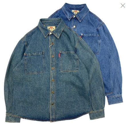 Herren Relaxed Denim-Hemdjacke mit aufgesetzten Brusttaschen und gerundetem Saum Nord Taschen