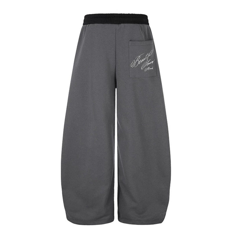 Damen Weite Culotte-Sweatpants mit hohem Bund, Tunnelzug und elegante Script-Print Nord Taschen