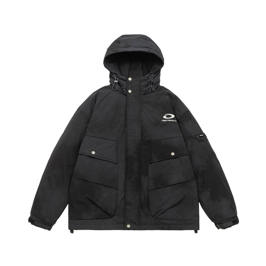 Herren Wattierte Parka-Jacke mit Kapuze und Utility-Taschen Nord Taschen