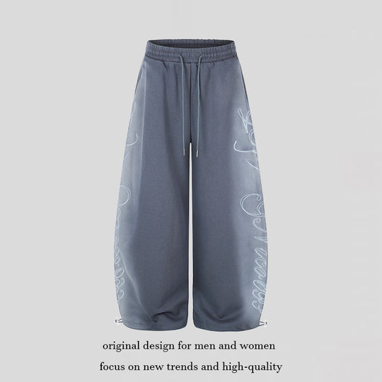 Damen Extraweite Palazzo-Sweathose mit Tunnelzugbund, verstellbarem Saum und seitlichem Script-Print Nord Taschen