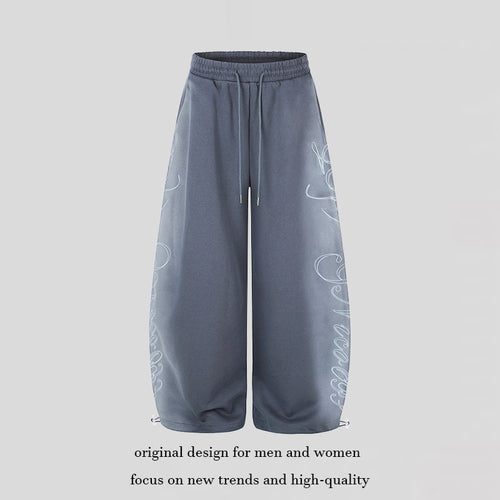 Damen Extraweite Palazzo-Sweathose mit Tunnelzugbund, verstellbarem Saum und seitlichem Script-Print Nord Taschen