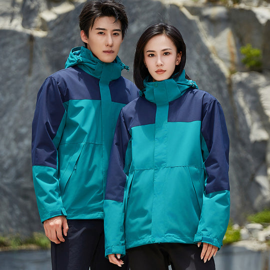 Unisex zweilagige wasserabweisende Outdoorjacke mit Kapuze und Colorblock-Design Nord Taschen