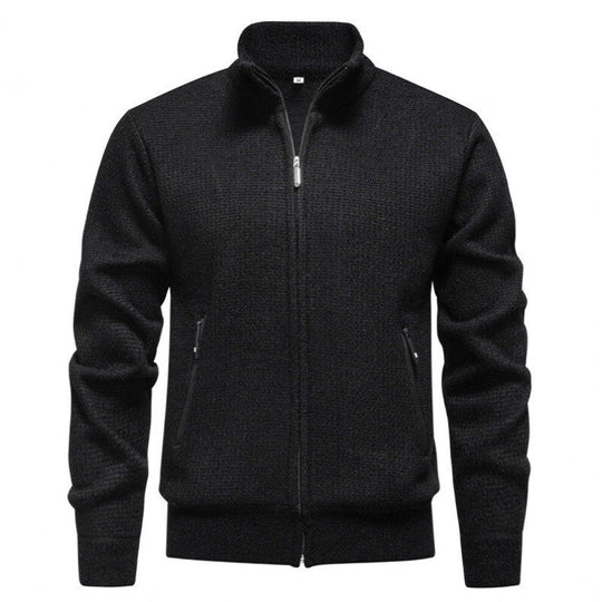 Herren Texturierter Zip-Strickcardigan mit Stehkragen, Waffelstruktur und Reißverschlusstaschen Nord Taschen