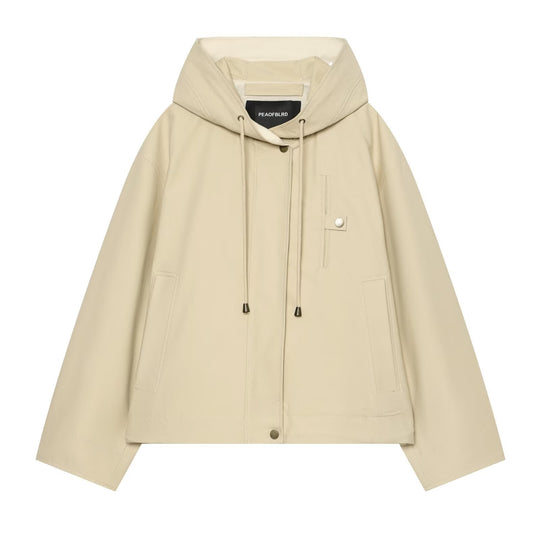 Damen Kurze Kapuzenjacke mit Tunnelzug, verdeckter Druckknopfleiste und aufgesetzten Taschen Nord Taschen