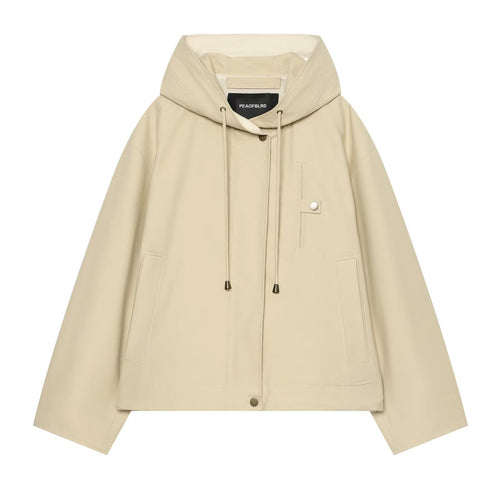 Damen Kurze Kapuzenjacke mit Tunnelzug, verdeckter Druckknopfleiste und aufgesetzten Taschen Nord Taschen