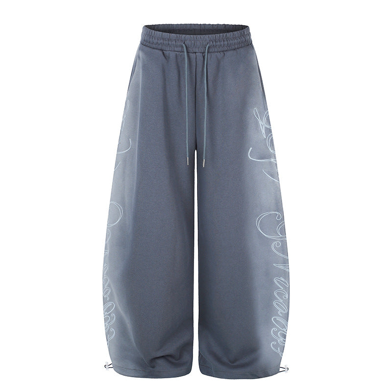 Damen Extraweite Palazzo-Sweathose mit Tunnelzugbund, verstellbarem Saum und seitlichem Script-Print Nord Taschen