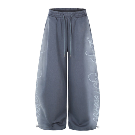 Damen Extraweite Palazzo-Sweathose mit Tunnelzugbund, verstellbarem Saum und seitlichem Script-Print Nord Taschen