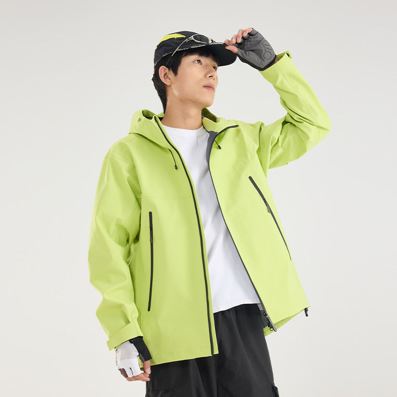 Damen Leichte technische Regenjacke im Oversize-Utility-Schnitt mit verstellbarer Kapuze Nord Taschen
