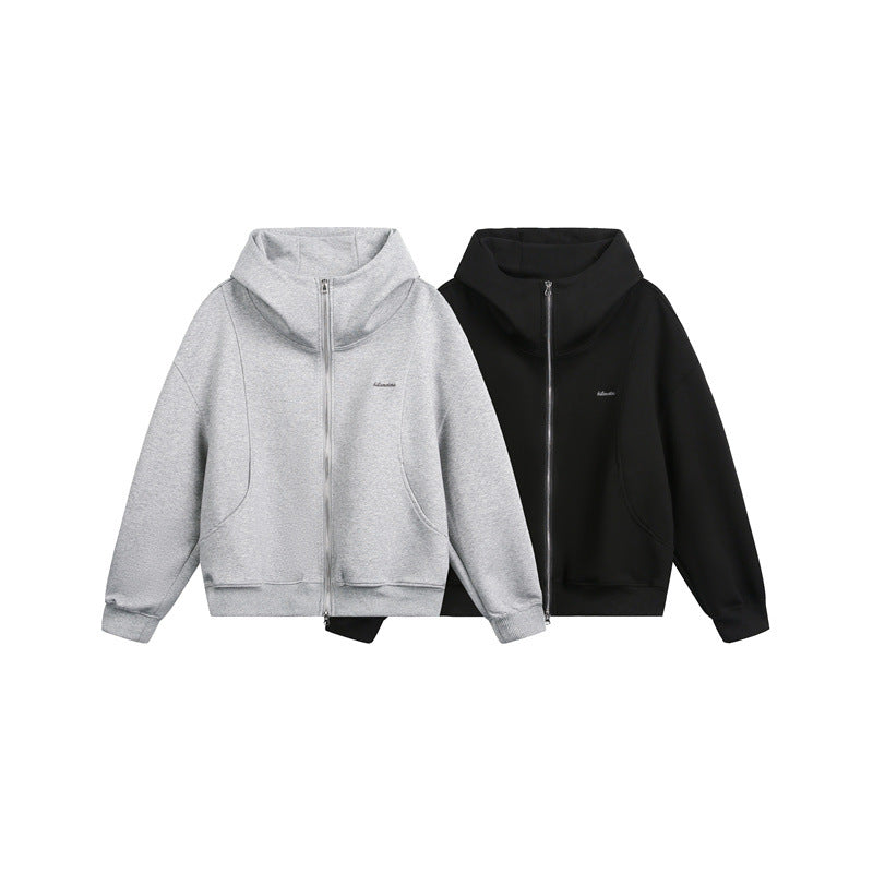 Damen Locker geschnittene Reißverschluss-Hoodie mit hohem Funnelkragen und Zwei-Wege-Funktion Nord Taschen