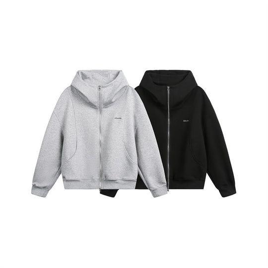 Damen Locker geschnittene Reißverschluss-Hoodie mit hohem Funnelkragen und Zwei-Wege-Funktion Nord Taschen