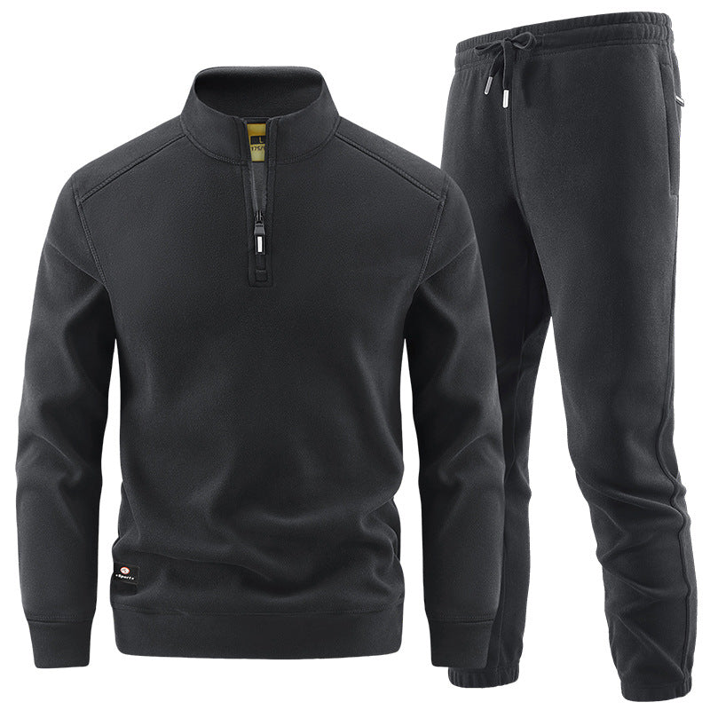 Herren Fleece-Trainingsset mit Stehkragen und Elastikbund Nord Taschen