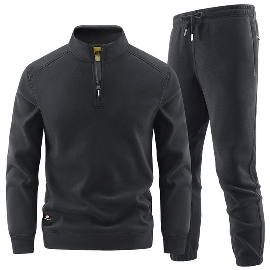 Herren Fleece-Trainingsset mit Stehkragen und Elastikbund Nord Taschen
