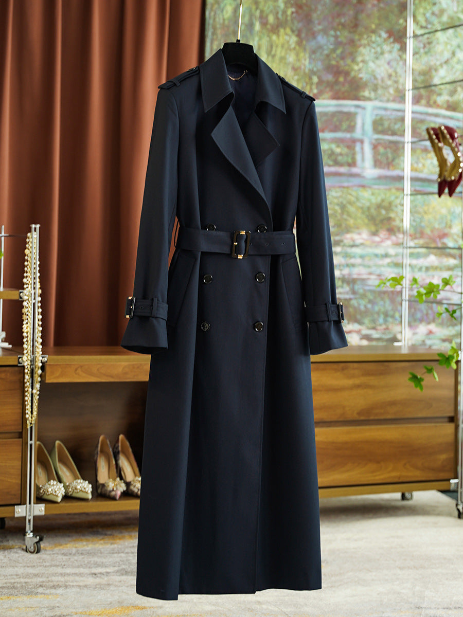 Damen Doppelreihiger taillierter Trenchcoat mit Gürtel, Schulterklappen & verstellbaren Manschetten Nord Taschen