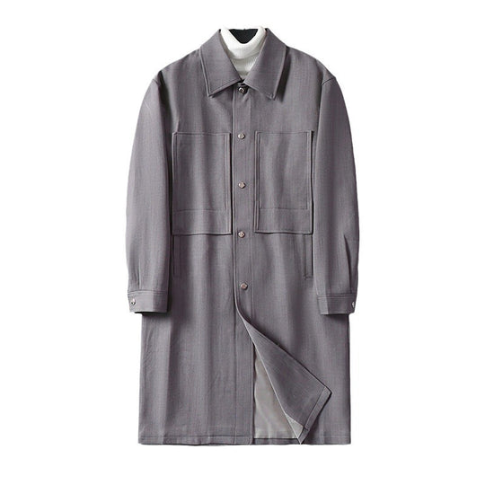 Herren Longline-Mantel mit Hemdkragen und aufgesetzten Taschen Nord Taschen