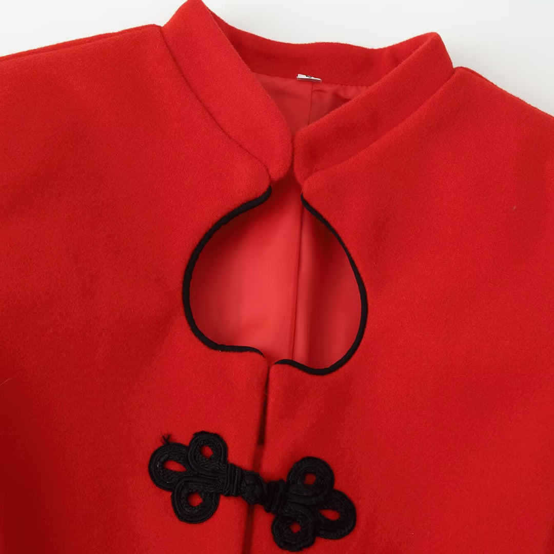 Damen Kurzjacke im Mandarinstil mit Tropfen-Ausschnitt und dekorativen Knotenverschlüssen Nord Taschen