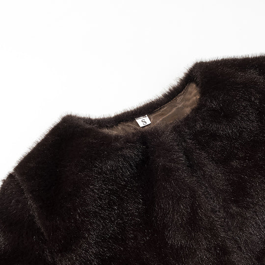 Damen Kurzgeschnittener Kunstfell-Bolero mit 3/4-Ärmeln Nord Taschen