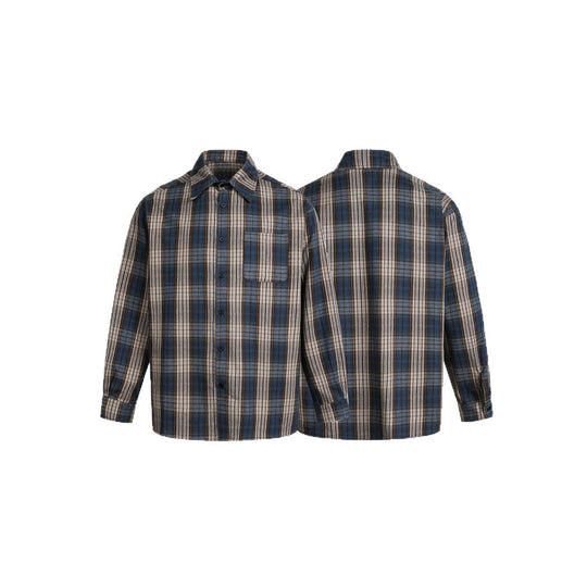 Herren Boxy-Flanell-Hemdjacke mit Karo-Jacquard und aufgesetzter Brusttasche Nord Taschen