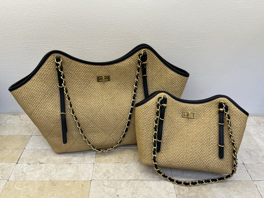 Damen handgefertigtes Taschen-Set mit eleganter Kettenapplikation Nord Taschen