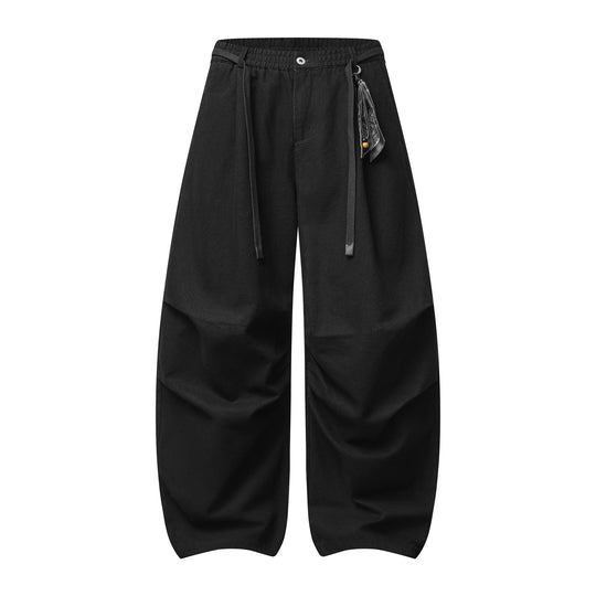 Damen Weite Culotte‑Hose mit Elastikbund, Stufenfalten und dekorativem Tuchanhänger Nord Taschen